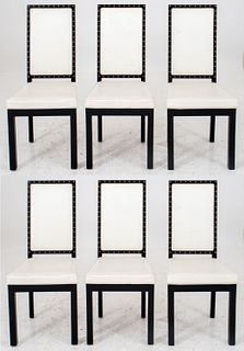 Ebonized High Back Dining Chairs, 6