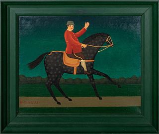 Willem Westbroek Naive Painting of Horse Rider