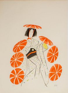 Al Hirschfeld "Kabuki: Musume" Color Lithograph