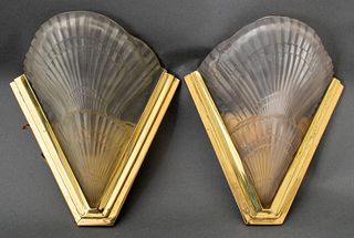 Noverdy French Art Deco Frosted Glass Sconces, 2