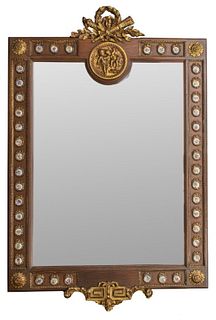 Louis XVI Style French Ormolu & Porcelain Mirror
