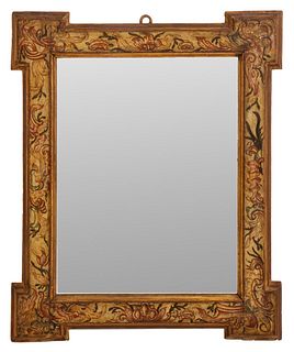 European Painted Frame Mounted as Mirror, 19th C.