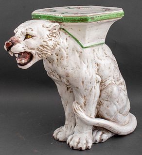 Italian Polychromed Ceramic Animalier Garden Table