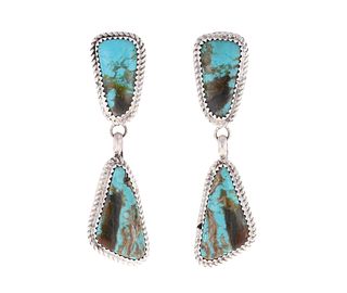 Navajo Pilot Mountain Turquoise Dangle Earrings
