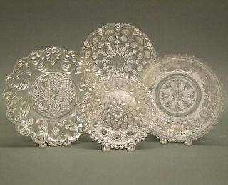 Lacy glass nappies, four