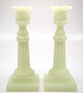Pressed Petal & Columnar candlesticks, pair
