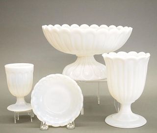 Pressed glass table articles, four