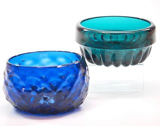 Pattern-molded salt dishes, two