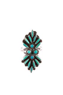 Zuni Needle & Snake Eye Point Turquoise Ring