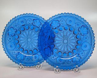 Lacy glass plates, two