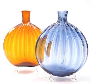 Pattern-molded flasks, two