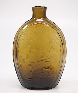 Pattern-molded Washington/Jackson portrait flask