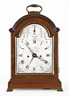 An early 19th century English table clock with date signed Chas. Sheerer