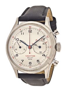 A mid 20th century Gallet large size multichron yachting wrist chronograph