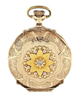 A Waltham Riverside Maximus pocket watch with gold hunting case