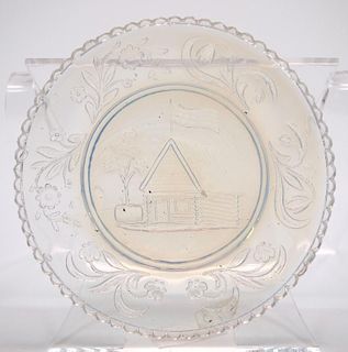Lacy glass Log Cabin cup plate