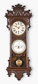 E. N. Welch Damrosch Double Dial Gale Calendar Clock.