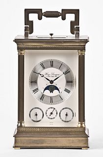 A 20th century Anglaise style repeating carriage clock with calendar by Matthew Norman