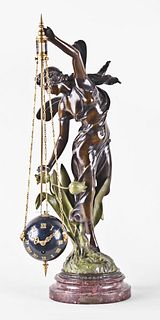 A good late 19th century French figural conical pendulum clock