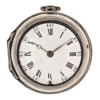A mid 18th century silver pair cased cylinder pocket watch by George Graham