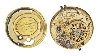 A mid 18th century cylinder pocket watch movement by George Graham