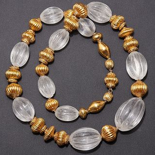 ROCK CRYSTAL AND GOLD BEAD NECKLACE