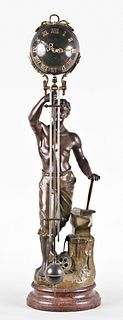 A large turn of the 20th century French figural swinging mystery clock
