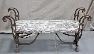 Decorative Upholstered Iron Bench.