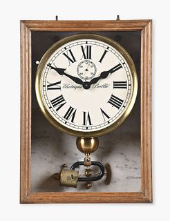 An early 20th century oak cased Electrique Brillie type 1555 half seconds beating master clock