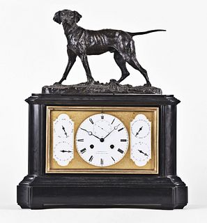 A good mid 19th century French mantel clock with calendar signed Bourdin