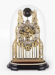 A large three train York Minster skeleton clock attributed to Evans