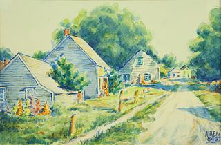 Aiken Watercolor "Sconset Street Scene"