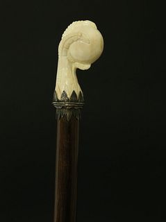 Antique Carved Talon Clutching Ball Walking Stick, 19th Century