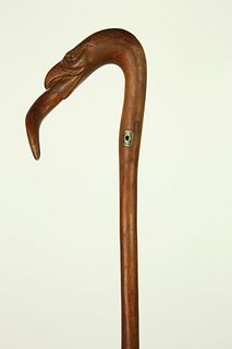Malacca Folk Art Carved Figural Walking Stick, 19th Century