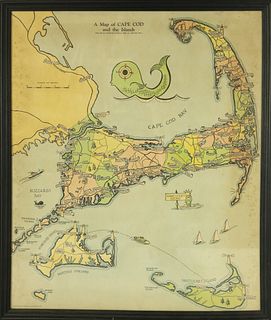 Vintage Framed Map of "Cape Cod and the Islands"