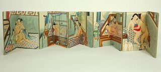 Japanese Erotic Watercolor Book Depicting Five Erotic Scenes