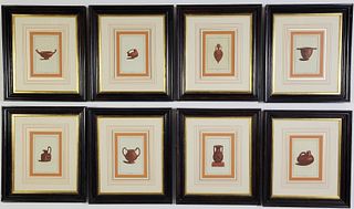 Set of Eight 18th C. French Handcolored Engravings of Ancient Etruscan, Roman and Greek Vessels