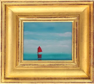 Robert Stark Jr. Oil on Canvas "Red Sail, Blue Skies"
