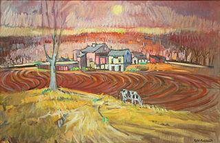 Sybil Goldsmith Oil on Canvas "Red & Gold Landscape"