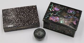 SILVER. (3) Decorative Boxes Including Silver.