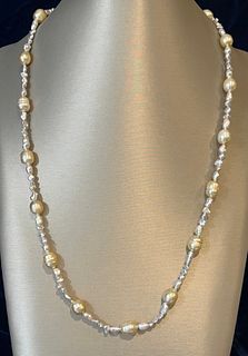 8mm-9mm Gold South Sea Baroque and Keshi Pearl Necklace