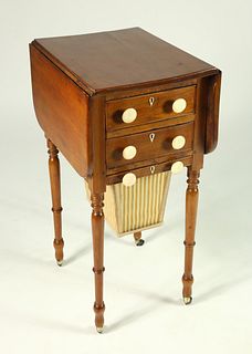 American Sheraton Maple Sewing Stand, 19th Century