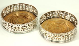 Pair of Sheffield Silver Plated Wine Coasters, 19th Century