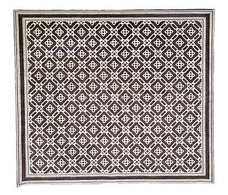 Brown and Creme Wool Geometric Stark Carpet