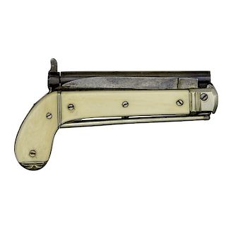 Ivory Grip Percussion Knife Pistol