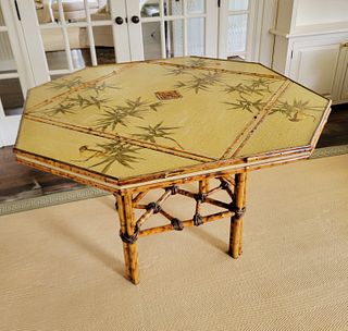 Decorated Octagonal Bamboo Breakfast Table