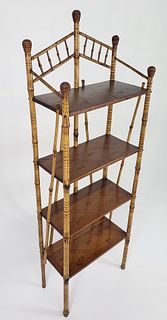 Vintage Bamboo Four-Tier Etagere Magazine Rack or Sheet Music Stand