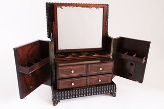 Antique Anglo Indian Exotic Wood Mechanical Dressing Case, 19th century