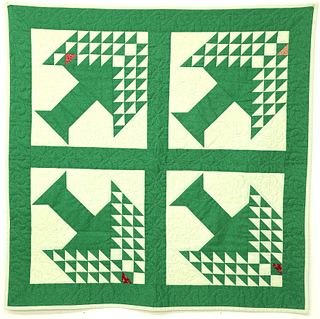 Vintage Amish Pine Tree Wall Hanging Quilt