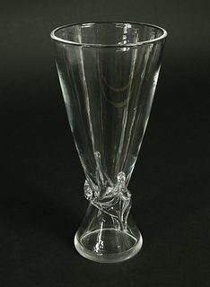 Signed Steuben Clear Crystal Vase Designed by George Thompson, circa 1960